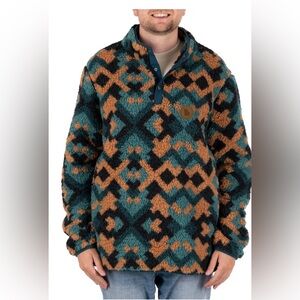 NWT Home Free Fleece Quarter Snap Pullover M Geometric Sherpa Cozy Unisex